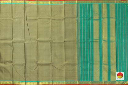 Olive Green Original Kanchipuram Silk Saree With Small Border Handwoven Pure Silk For Festive Wear PV J 215 - - Panjavarnam PV J 215