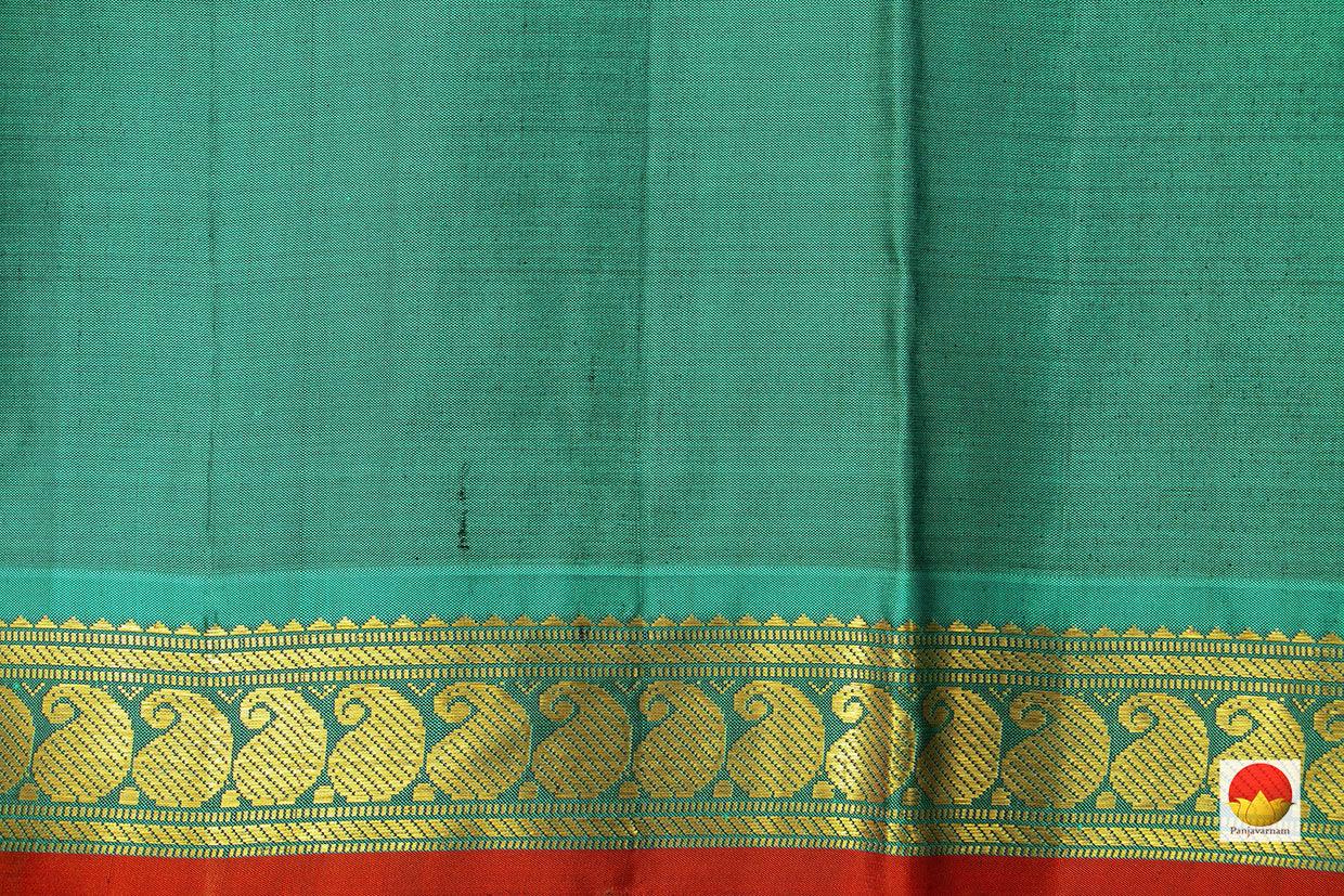 Olive Green Original Kanchipuram Silk Saree With Small Border Handwoven Pure Silk For Festive Wear PV J 215 - - Panjavarnam PV J 215