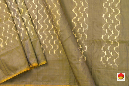 Olive Green Pochampally Silk Saree Ikkat Handwoven Pure Silk For Office Wear PIK 315 - Pochampally Silk - Panjavarnam