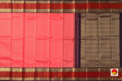 Onion Pink Kanchipuram Silk Saree With Purple Korvai Rettai Pettu Border Handwoven Pure Silk Pure Zari For Bridal Wear PV NYC 943 - Silk Sari - Panjavarnam PV NYC 943