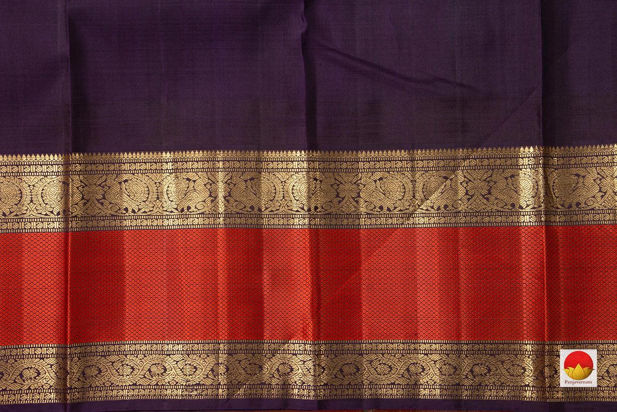 Onion Pink Kanchipuram Silk Saree With Purple Korvai Rettai Pettu Border Handwoven Pure Silk Pure Zari For Bridal Wear PV NYC 943 - Silk Sari - Panjavarnam PV NYC 943