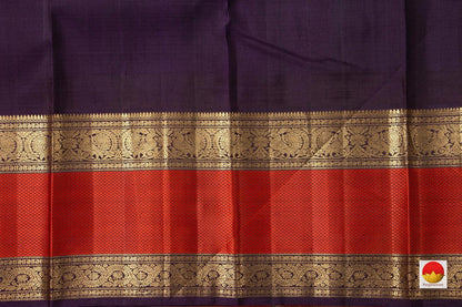 Onion Pink Kanchipuram Silk Saree With Purple Korvai Rettai Pettu Border Handwoven Pure Silk Pure Zari For Bridal Wear PV NYC 943 - Silk Sari - Panjavarnam PV NYC 943