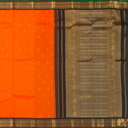 Orange And Black Kanchipuram Silk Saree For Wedding Wear PV NYC 1363 - Silk Sari - Panjavarnam PV NYC 1363