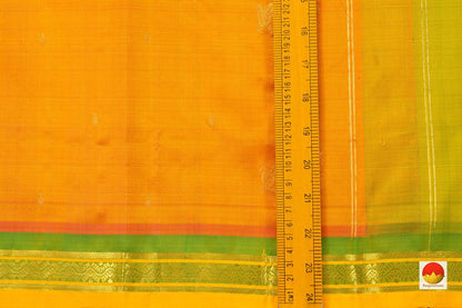 Orange And Light Green Kanchipuram Silk Saree Handwoven Pure Silk Pure Zari For Festive Wear PV ABI 248 - Silk Sari - Panjavarnam PV ABI 248