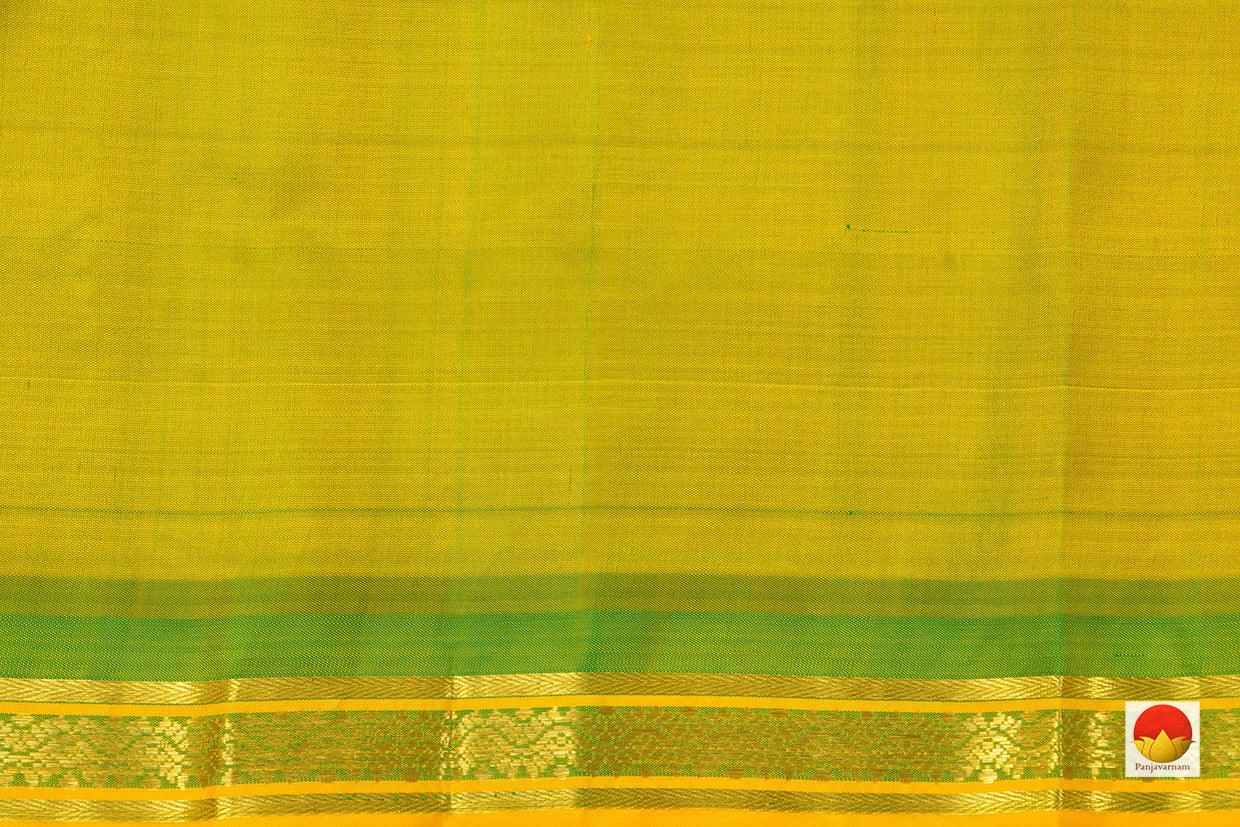 Orange And Light Green Kanchipuram Silk Saree Handwoven Pure Silk Pure Zari For Festive Wear PV ABI 248 - Silk Sari - Panjavarnam PV ABI 248