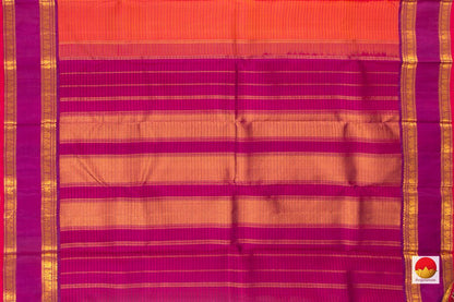 Orange And Magenta Kanchipuram Silk Saree Handwoven Pure Silk Pure Zari For Festive Wear PV J 3140 - Silk Sari - Panjavarnam