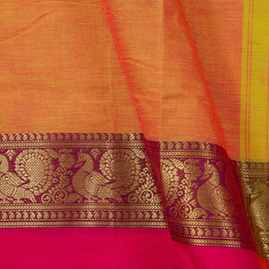 Orange And Maroon Kanchi Cotton Saree PV MM KC 141 - Cotton Saree - Panjavarnam PV MM KC 141