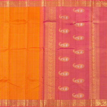 Orange And Pink Kanchipuram Silk Saree For Wedding Wear PV NYC 1334 - Silk Sari - Panjavarnam PV NYC 1334