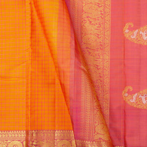 Orange And Pink Kanchipuram Silk Saree For Wedding Wear PV NYC 1334 - Silk Sari - Panjavarnam PV NYC 1334