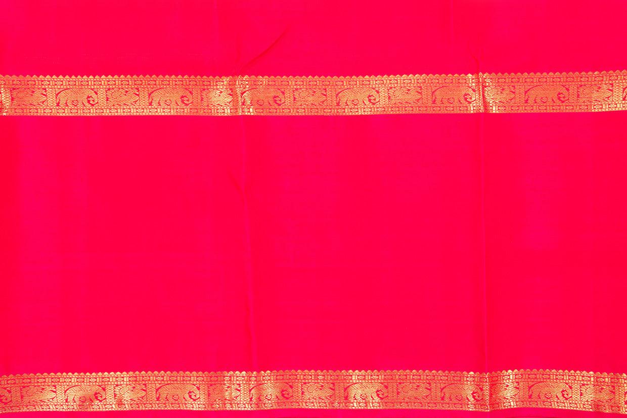 Orange And Pink Kanchipuram Silk Saree With Medium Border Handwoven Pure Silk For Wedding Wear PV NYC 1055 - Silk Sari - Panjavarnam PV NYC 1055