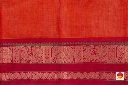 Orange And Red Kanchi Cotton Saree For Office Wear PV KC 364 - Cotton Saree - Panjavarnam