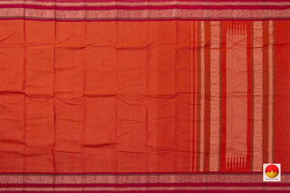 Orange And Red Kanchi Cotton Saree For Office Wear PV KC 364 - Cotton Saree - Panjavarnam PV KC 364