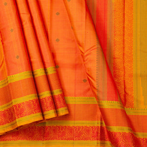 Orange And Yellow Non Zari Kanchipuram Silk Saree For Office Wear PV RM NZ 460 - Silk Sari - Panjavarnam PV RM NZ 460