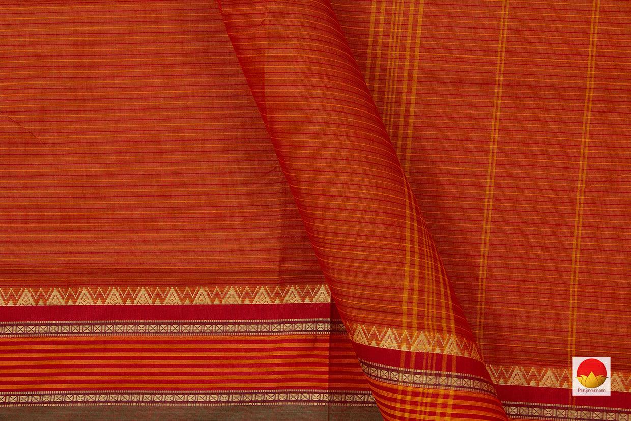 Orange Chettinad Cotton Saree For Casual Wear PV SK CC 129 - Cotton Saree - Panjavarnam
