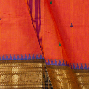 Orange Kanchi Cotton Saree Ganga Jamuna Border PV MM KC 167 - Cotton Saree - Panjavarnam PV MM KC 167