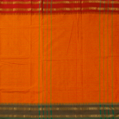Orange Kanchi Cotton Saree Ganga Jamuna Border PV MM KC 273 - Cotton Saree - Panjavarnam PV MM KC 273