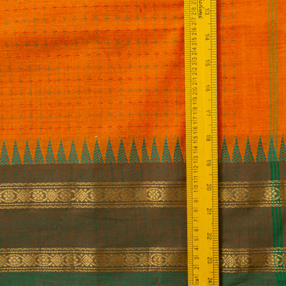 Orange Kanchi Cotton Saree Ganga Jamuna Border PV MM KC 273 - Cotton Saree - Panjavarnam PV MM KC 273