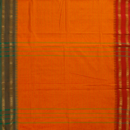 Orange Kanchi Cotton Saree Ganga Jamuna Border PV MM KC 273 - Cotton Saree - Panjavarnam PV MM KC 273