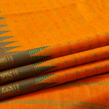 Orange Kanchi Cotton Saree Ganga Jamuna Border PV MM KC 273 - Cotton Saree - Panjavarnam PV MM KC 273