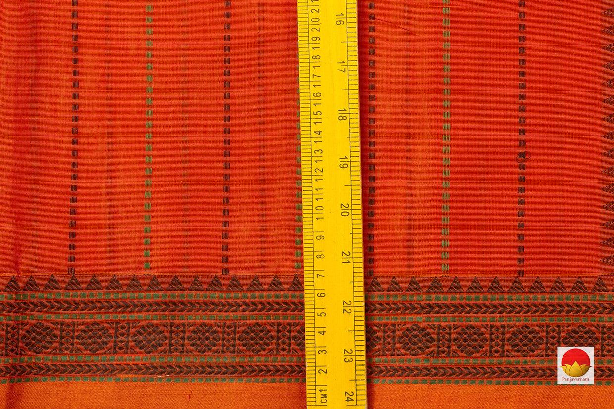 Orange Kanchi Cotton Saree With Silk Thread Border For Office Wear PV KC 385 - Cotton Saree - Panjavarnam PV KC 385