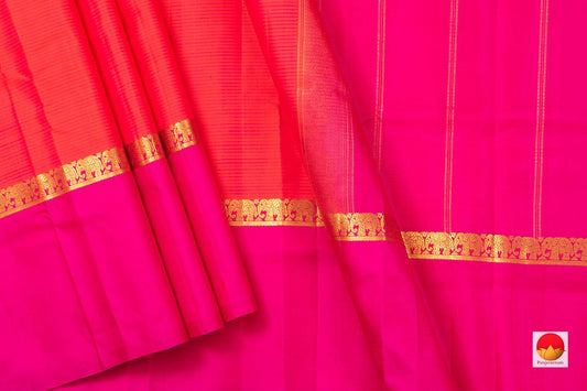 Orange Kanchipuram Silk Saree Handwoven Pure Silk Light Weight With Medium Border - PV KNN 151 - Silk Sari - Panjavarnam