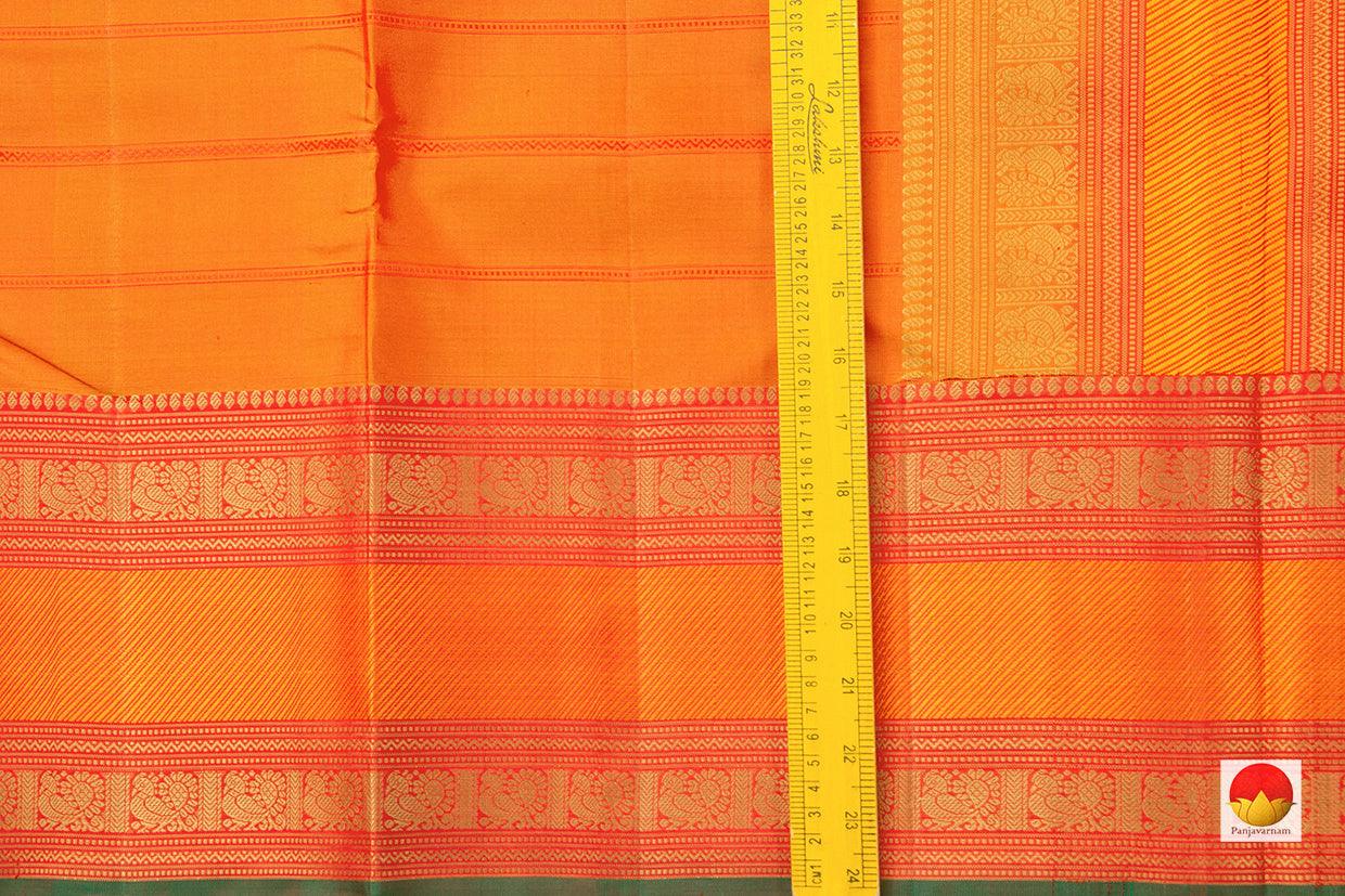 Orange Kanchipuram Silk Saree Handwoven Pure Silk No Zari For Festive Wear PV RM NZ 445 - Silk Sari - Panjavarnam