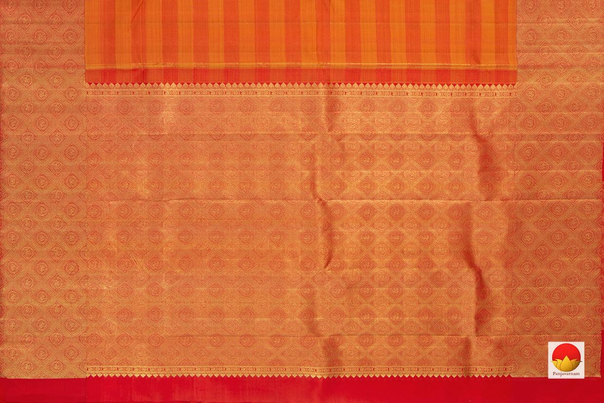 Orange Kanchipuram Silk Saree Handwoven Pure Silk Pure Zari For Wedding Wear PV NYC 817 - Silk Sari - Panjavarnam PV NYC 817