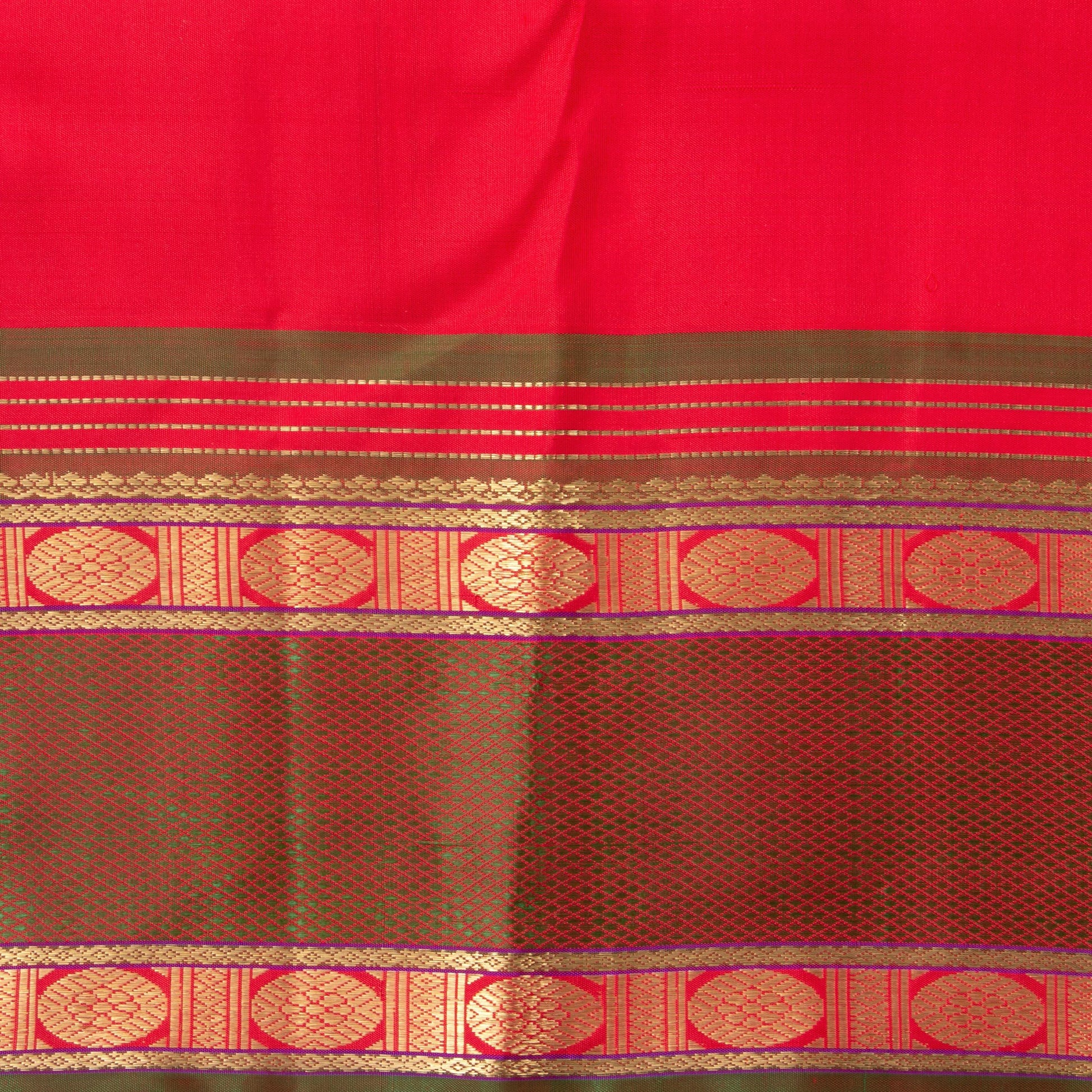 Orange Kanchipuram Silk Saree With Medium Border Handwoven Pure Silk For Wedding Wear PV NYC 1162 - Silk Sari - Panjavarnam PV NYC 1162