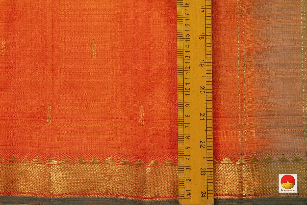 Orange Kanchipuram Silk Saree With Small Border Handwoven Pure Silk Pure Zari For Festive Wear PV NYC 714 - Silk Sari - Panjavarnam