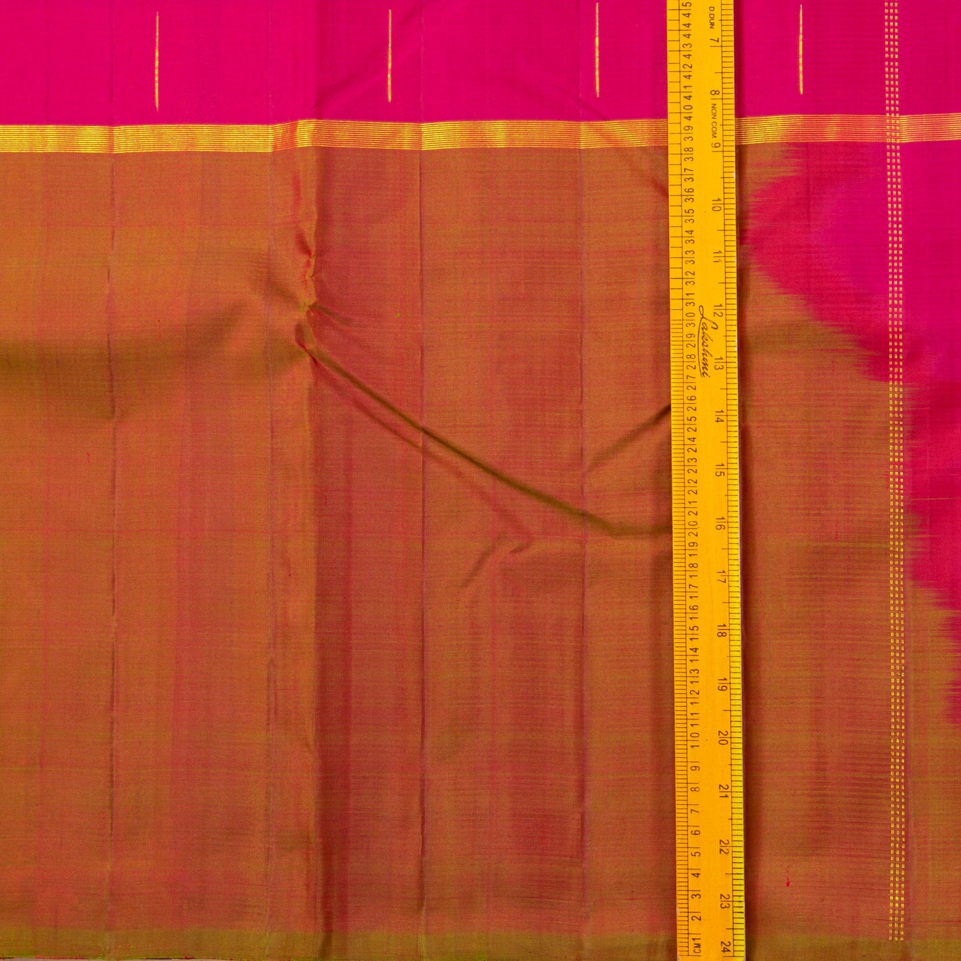 Orange, Pink And Mustard Mubbagam Kanchipuram Silk Saree For Festive Wear PV 2048 - Silk Sari - Panjavarnam PV 2048