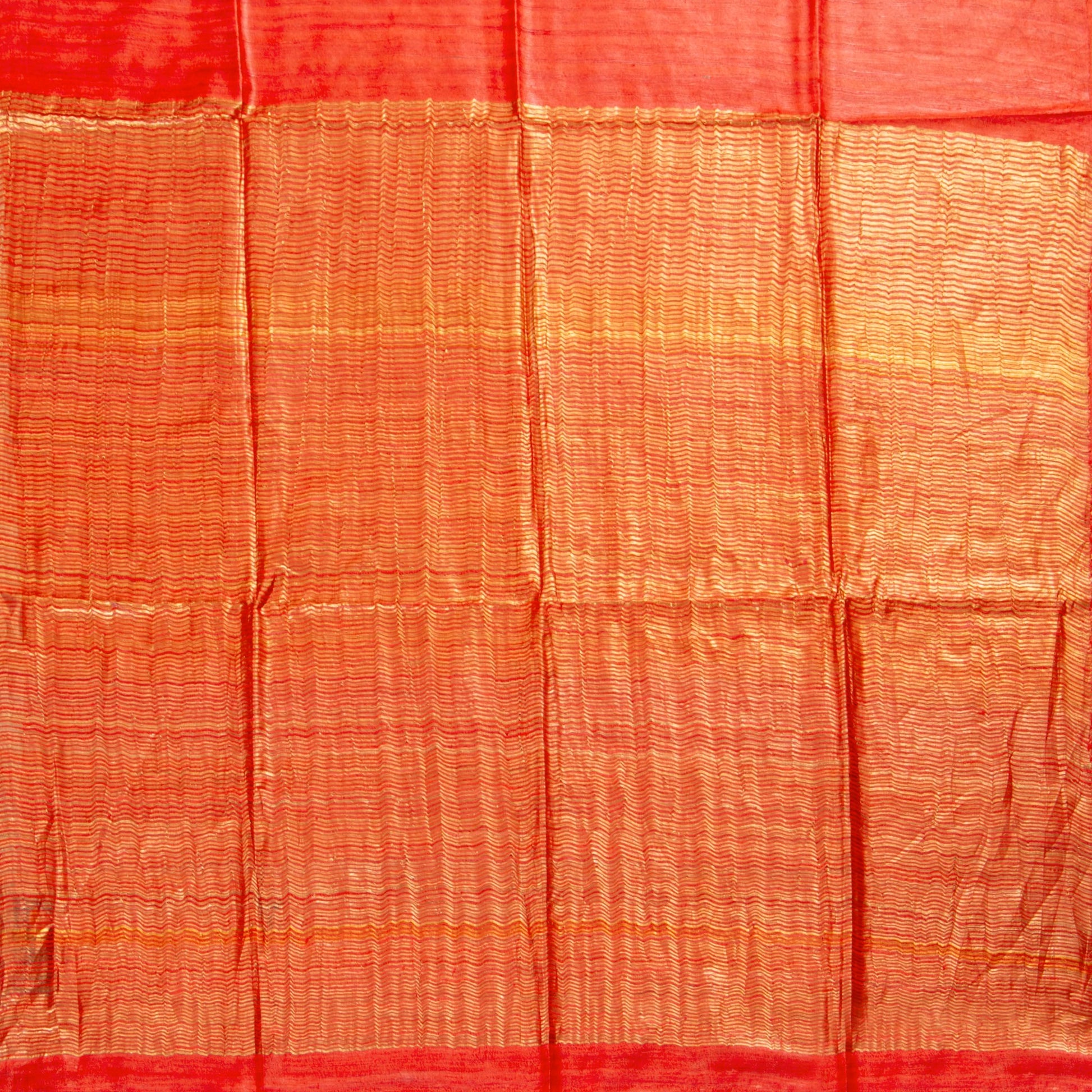 Orange Tussar Silk Saree Handwoven PT 2078 - Tussar Silk - Panjavarnam PT 2078