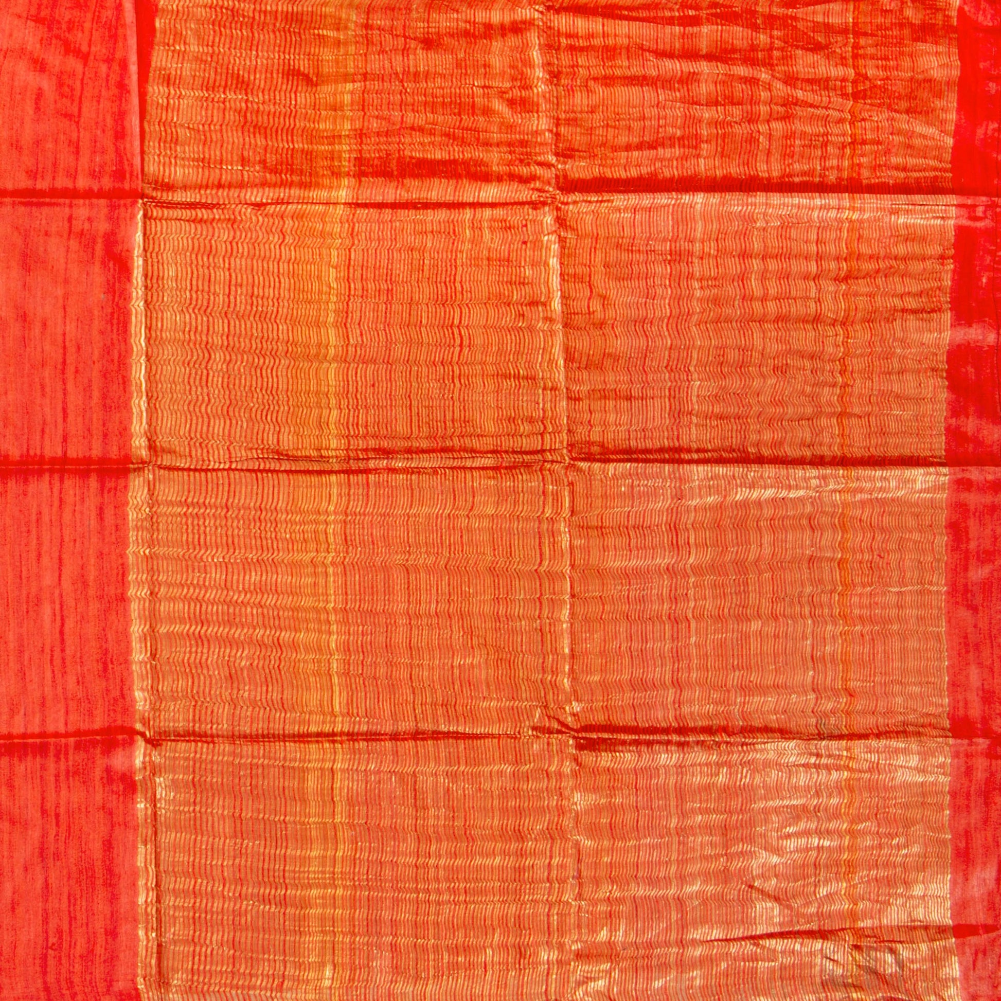 Orange Tussar Silk Saree Handwoven PT 2078 - Tussar Silk - Panjavarnam PT 2078