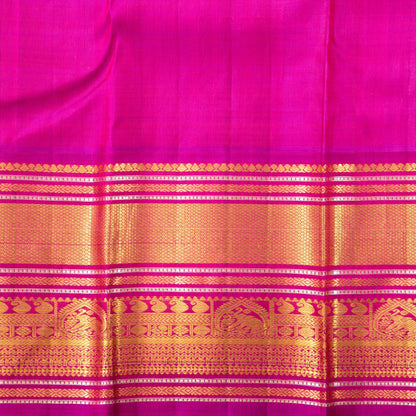 Parrot Green And Pink Kanchipuram Silk Saree For Wedding Wear PV J 5207 - Silk Sari - Panjavarnam PV J 5207
