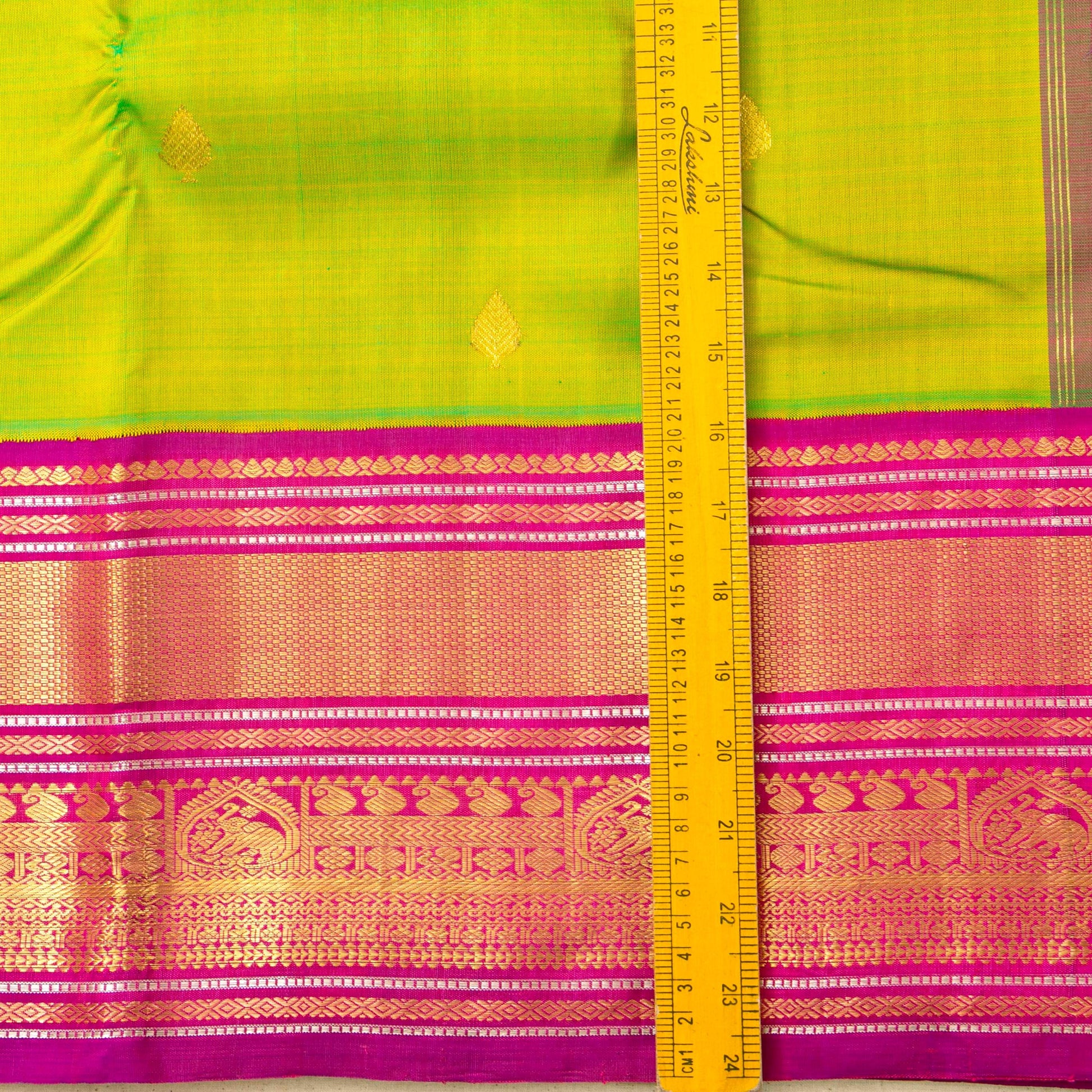 Parrot Green And Pink Kanchipuram Silk Saree For Wedding Wear PV J 5207 - Silk Sari - Panjavarnam PV J 5207