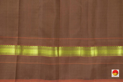 pastel Beige Kanchipuram Silk Saree Handwoven Pure Silk Light Weight With Medium Border Office Wear PV KNN 159 - Silk Sari - Panjavarnam