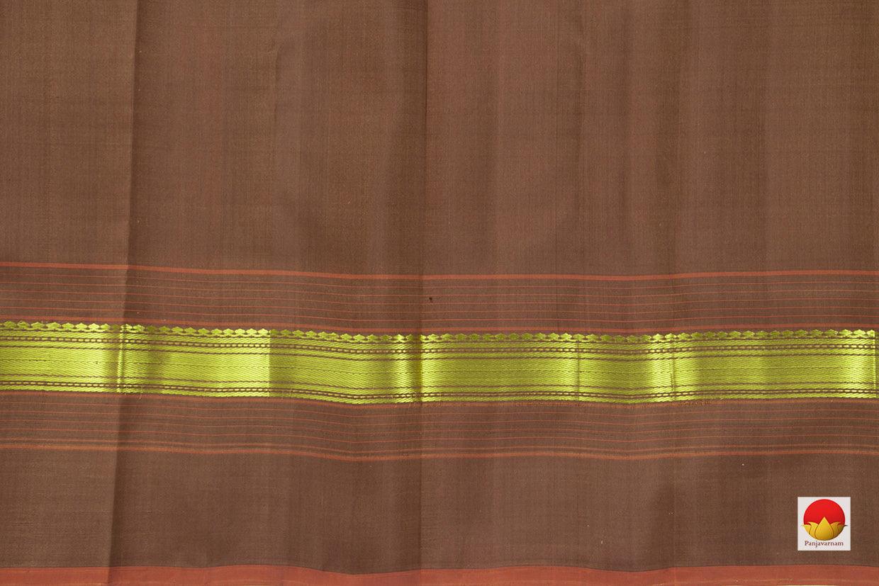 pastel Beige Kanchipuram Silk Saree Handwoven Pure Silk Light Weight With Medium Border Office Wear PV KNN 159 - Silk Sari - Panjavarnam PV KNN 159