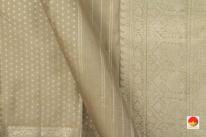 Pastel Beige Kanchipuram Silk Saree Handwoven Pure Silk Pure Zari For Party Wear PV NYC 680 - Silk Sari - Panjavarnam PV NYC 680