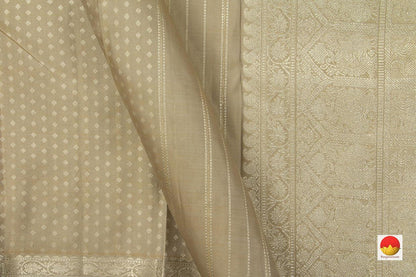 Pastel Beige Kanchipuram Silk Saree Handwoven Pure Silk Pure Zari For Party Wear PV NYC 680 - Silk Sari - Panjavarnam PV NYC 680