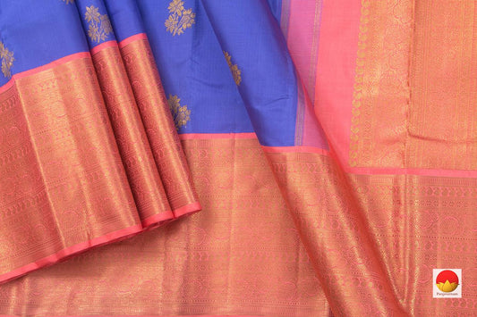 Pastel Blue And Pink Kanchipuram Silk Saree Handwoven Pure Silk Pure Zari For Wedding Wear PV NYC 774 - Silk Sari - Panjavarnam