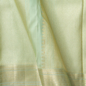 Pastel Elachi Green Kanchipuram Silk Saree With Medium Border Handwoven Pure Silk For Wedding Wear PV NYC 1222 - Silk Sari - Panjavarnam PV NYC 1222