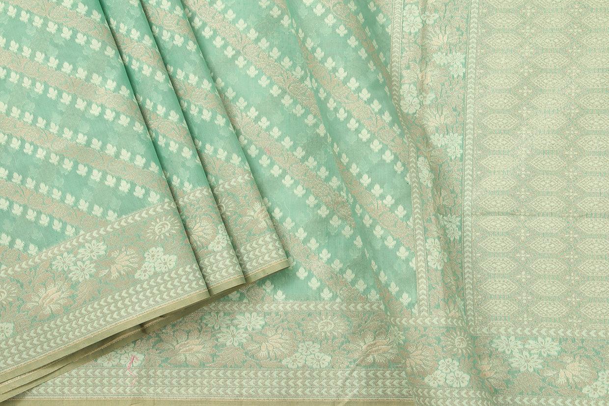 Pastel Green Banarasi Silk Cotton Saree With Antique Zari For Party Wear PSC NYC 1105 - Silk Cotton - Panjavarnam