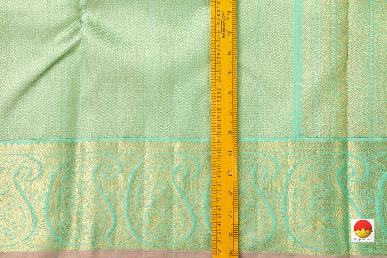 Pastel Green Kanchipuram Silk Saree With Gold Florets Handwoven Pure Silk Pure Zari For Wedding WearPV NYC 956 - Silk Sari - Panjavarnam