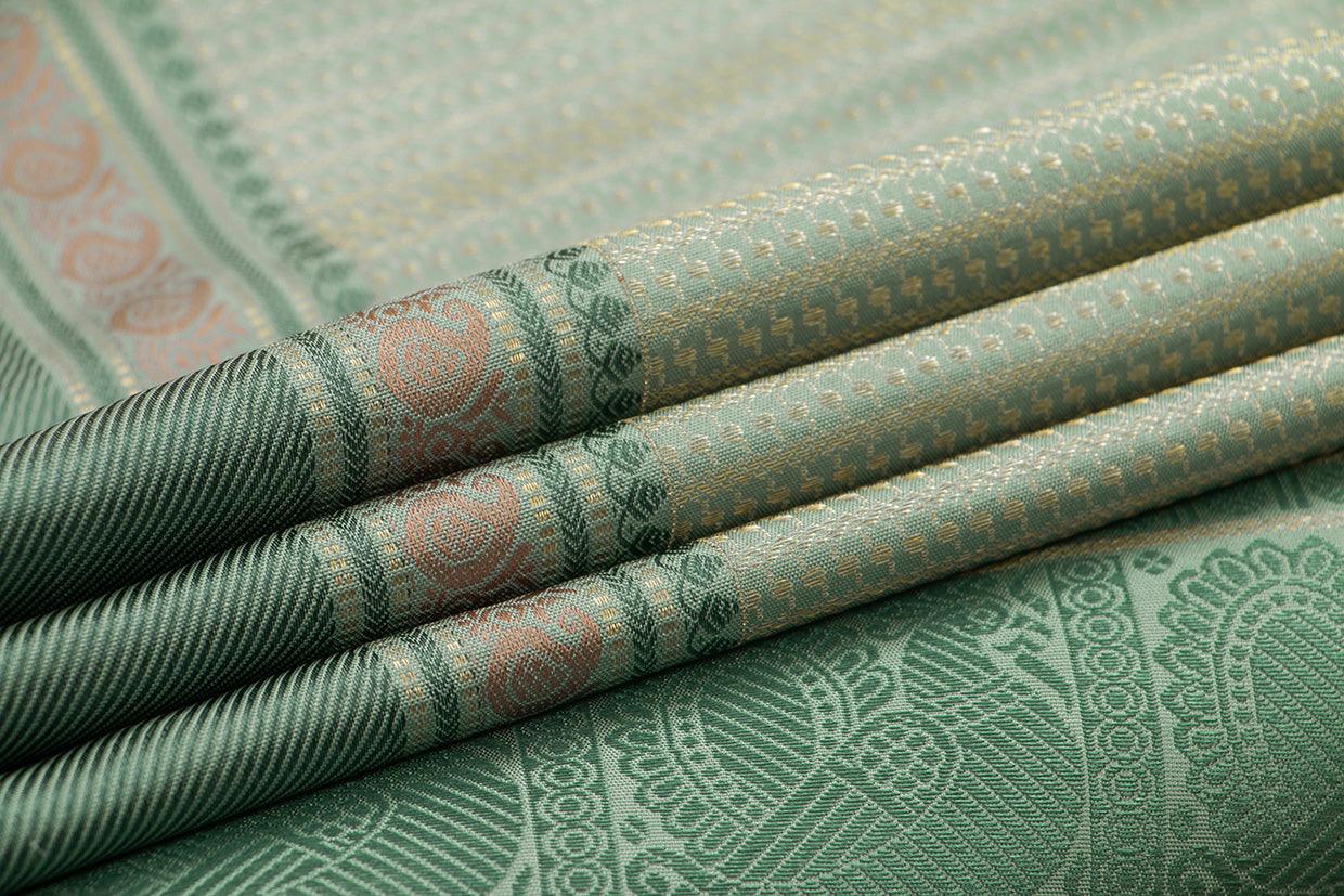 Pastel Green Kanchipuram Silk Saree With Small Border Handwoven Pure Silk For Wedding Wear PV NYC 1071 - Silk Sari - Panjavarnam