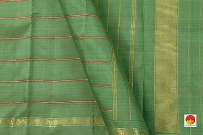 Pastel Green Kanchipuram Silk Saree With Veldhari Stripes Handwoven Pure Silk Pure Zari For Festive Wear PV NYC 675 - Silk Sari - Panjavarnam