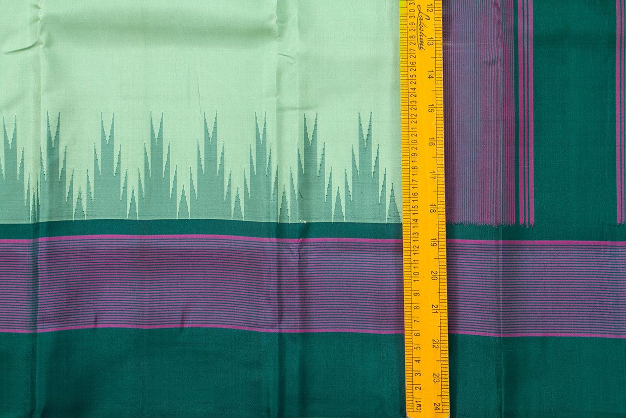 Pastel Green Temple Border Kanchipuram Silk Saree Light Weight For Festive Wear PV KNN 232 - Silk Sari - Panjavarnam PV KNN 232