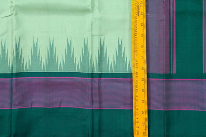 Pastel Green Temple Border Kanchipuram Silk Saree Light Weight For Festive Wear PV KNN 232 - Silk Sari - Panjavarnam PV KNN 232