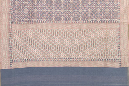 Pastel Grey And Pink Banarasi Silk Cotton Saree For Party Wear PSC NYC 1110 - Silk Cotton - Panjavarnam