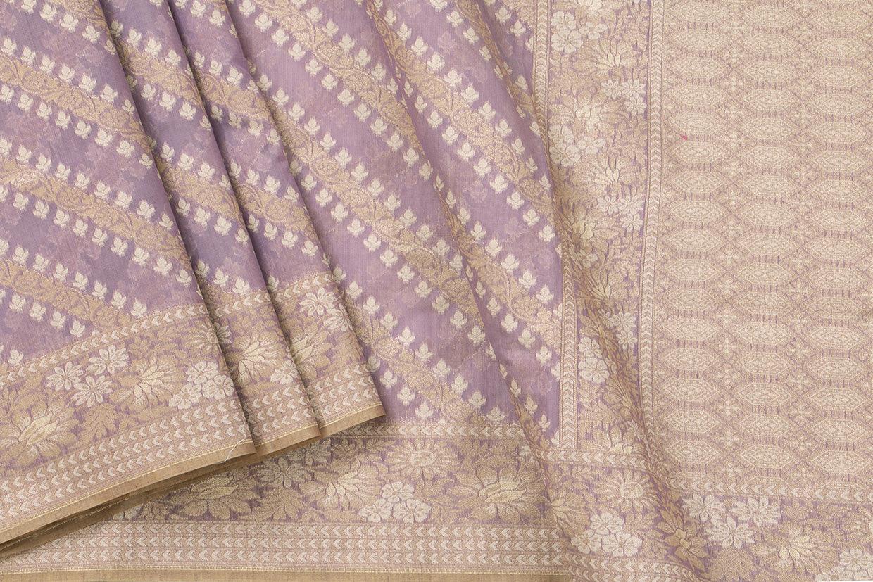Pastel Lavender Banarasi Silk Cotton Saree For Party Wear PSC NYC 1117 - Silk Cotton - Panjavarnam