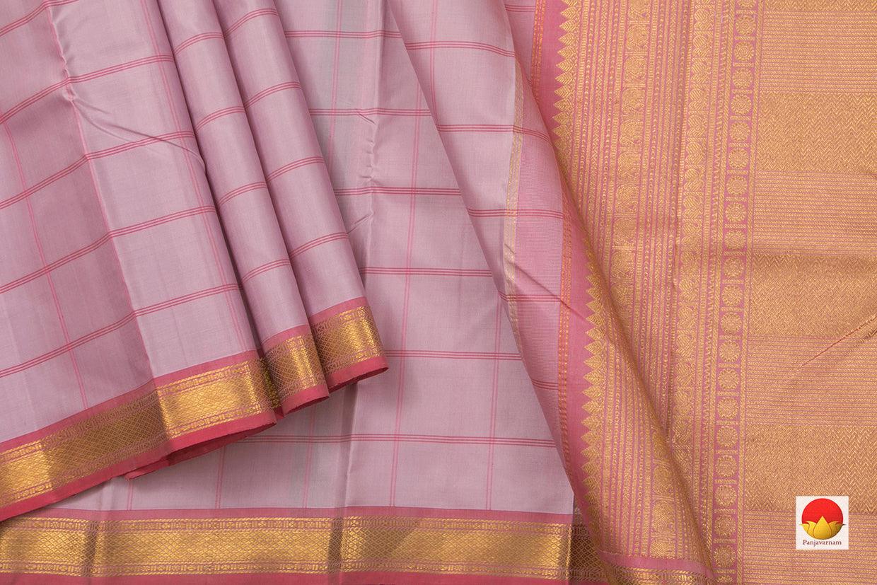 Pastel Lavender Kanchipuram Silk Saree With Veldhari Stripes Handwoven Pure Silk Pure Zari For Festive Wear PV NYC 879 - Silk Sari - Panjavarnam PV NYC 879