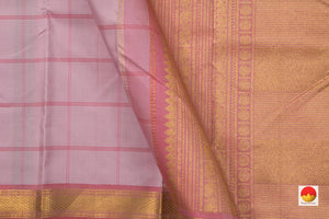 Pastel Lavender Kanchipuram Silk Saree With Veldhari Stripes Handwoven Pure Silk Pure Zari For Festive Wear PV NYC 879 - Silk Sari - Panjavarnam PV NYC 879